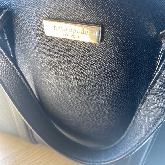 KATE SPADE NY SAFFIANO BLACK LEATHER SATCHEL Crossbody Bag RARE LUX GORG M FLAW - Picture 7 of 12
